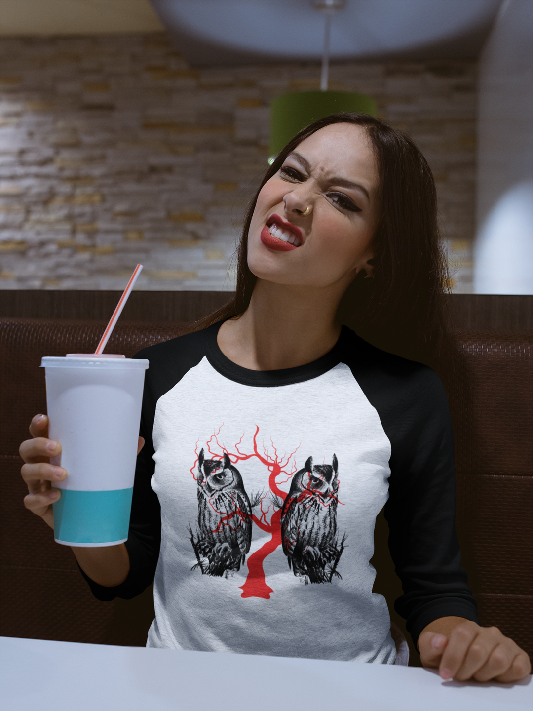 Owl Tree Halloween 3/4 sleeve raglan shirt