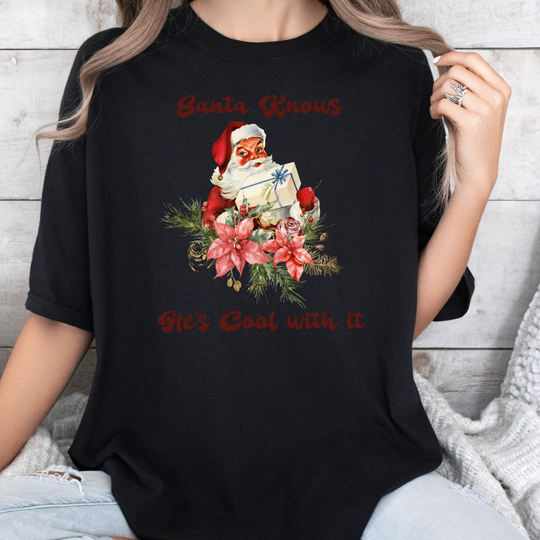 Santa Knows He's Cool with it Christmas t-shirt
