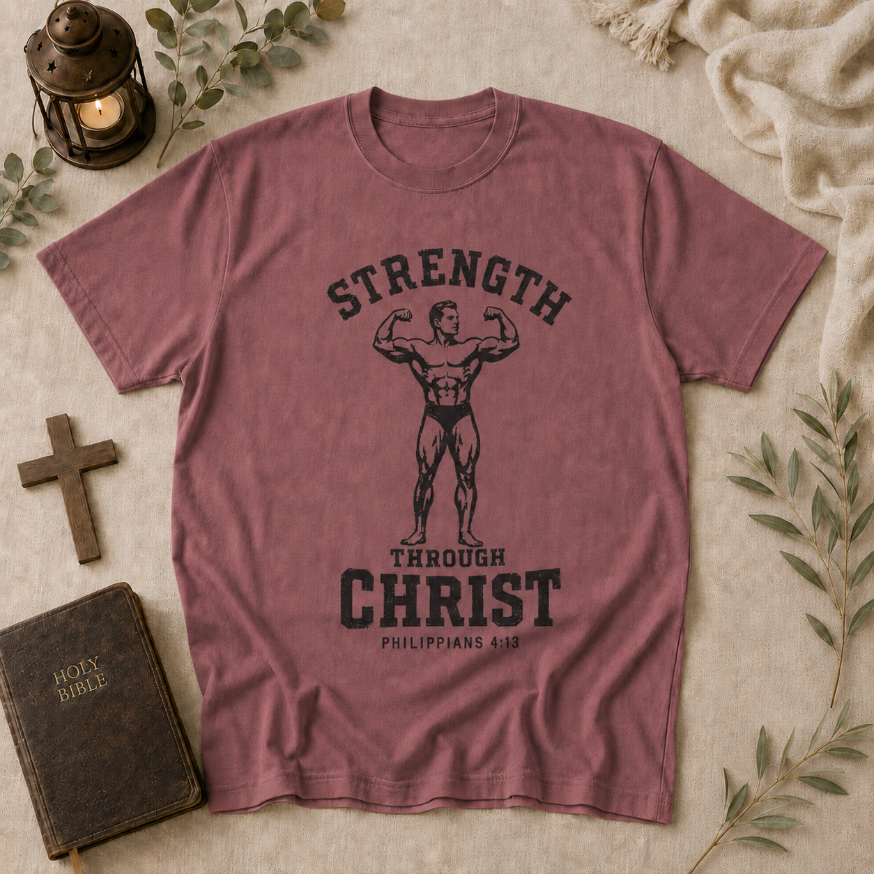 Strength Through Christ Tee In Brick #color_brick