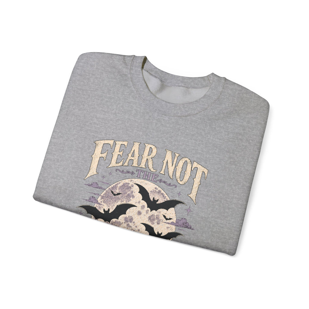 Crewneck Sweatshirt — "Fear Not the Night" Bat & Psalm 91:5 Christian Graphic