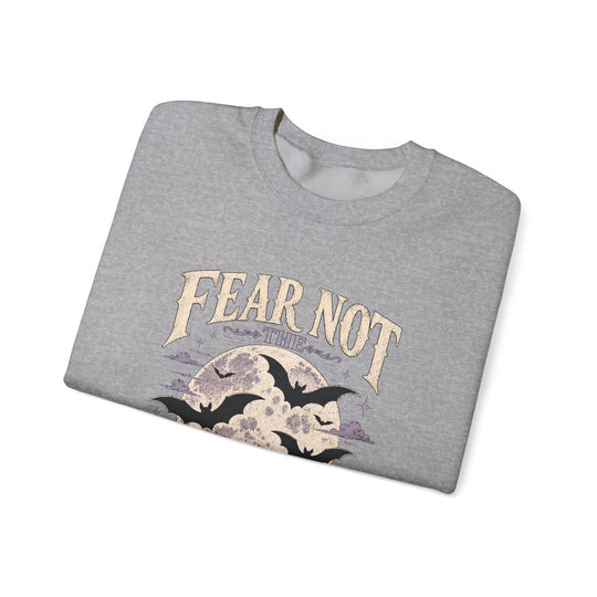 Crewneck Sweatshirt — "Fear Not the Night" Bat & Psalm 91:5 Christian Graphic