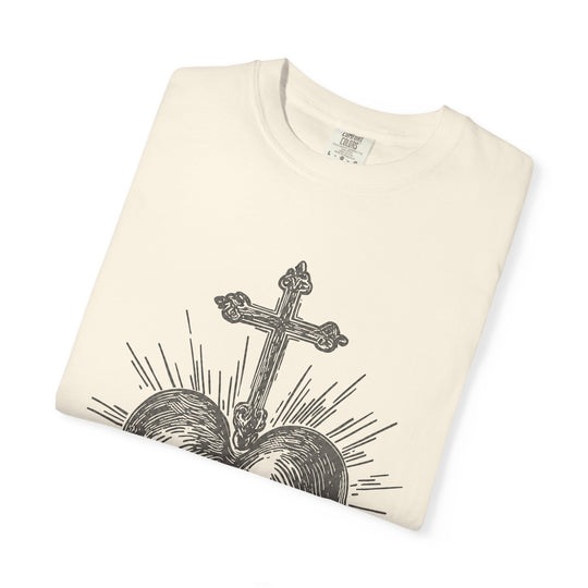 Sacred Heart Cross T-Shirt — Vintage Religious Graphic Tee