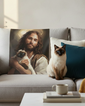 Personalized Jesus with Cat/Dog Christian Art