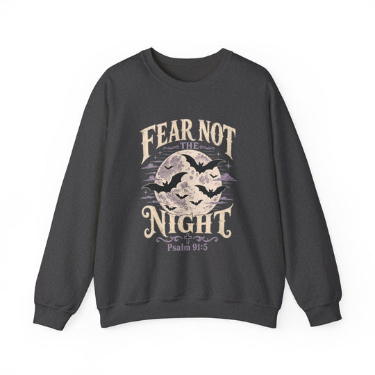 Crewneck Sweatshirt — "Fear Not the Night" Bat & Psalm 91:5 Christian Graphic