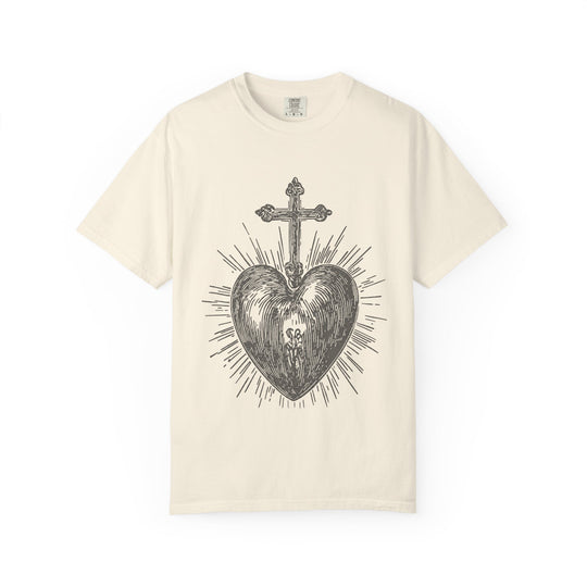 Sacred Heart Cross T-Shirt — Vintage Religious Graphic Tee