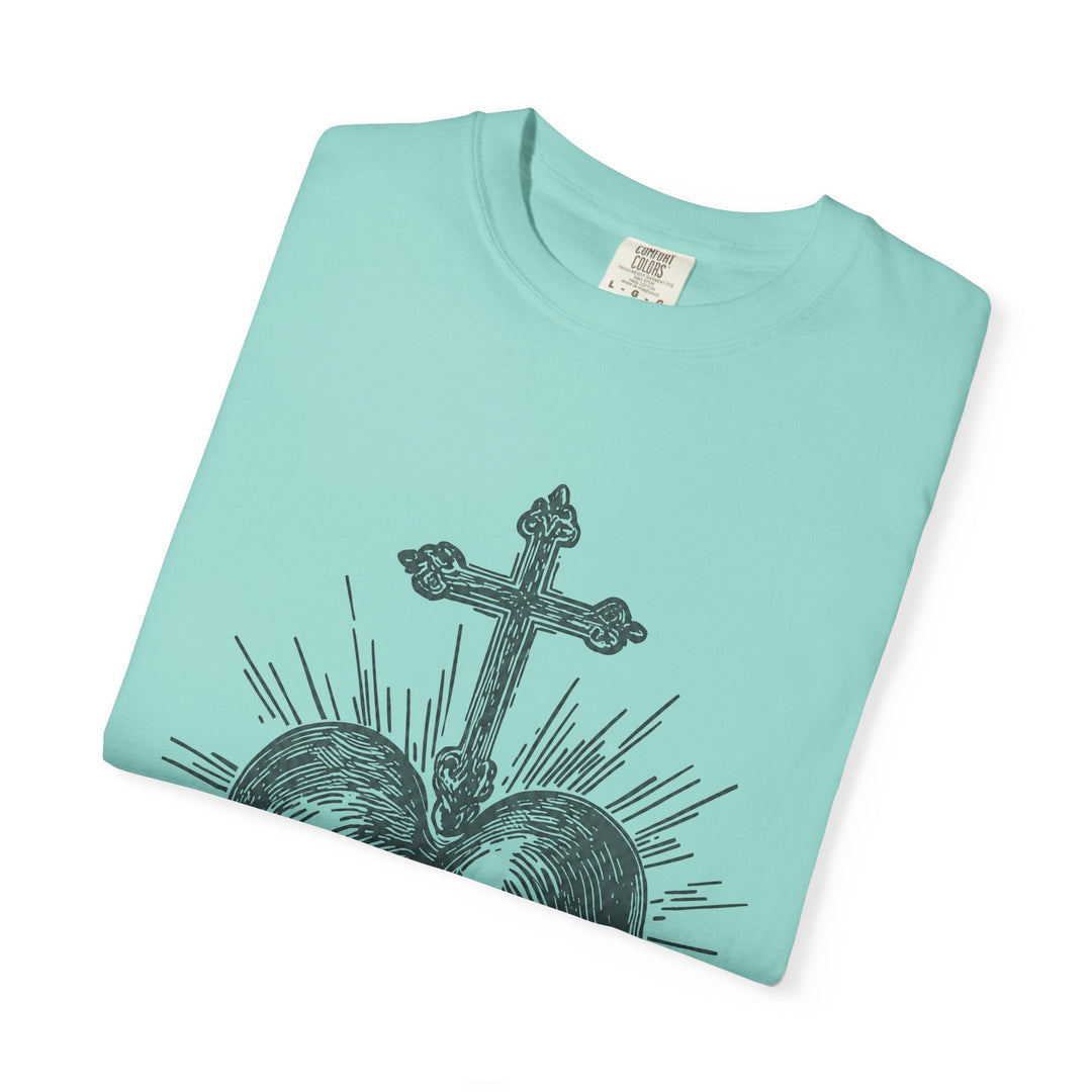 Sacred Heart Cross T-Shirt — Vintage Religious Graphic Tee
