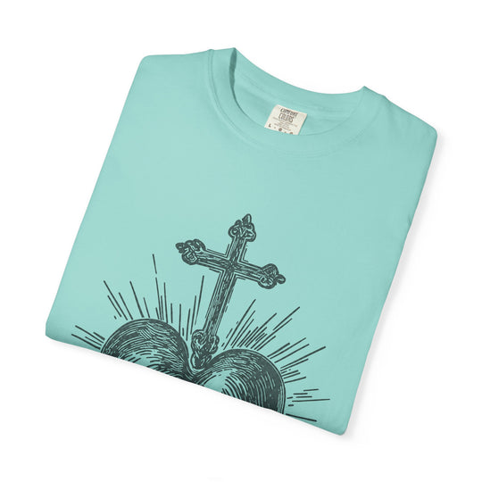 Sacred Heart Cross T-Shirt — Vintage Religious Graphic Tee