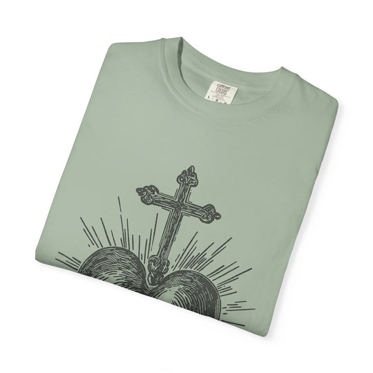 Sacred Heart Cross T-Shirt — Vintage Religious Graphic Tee