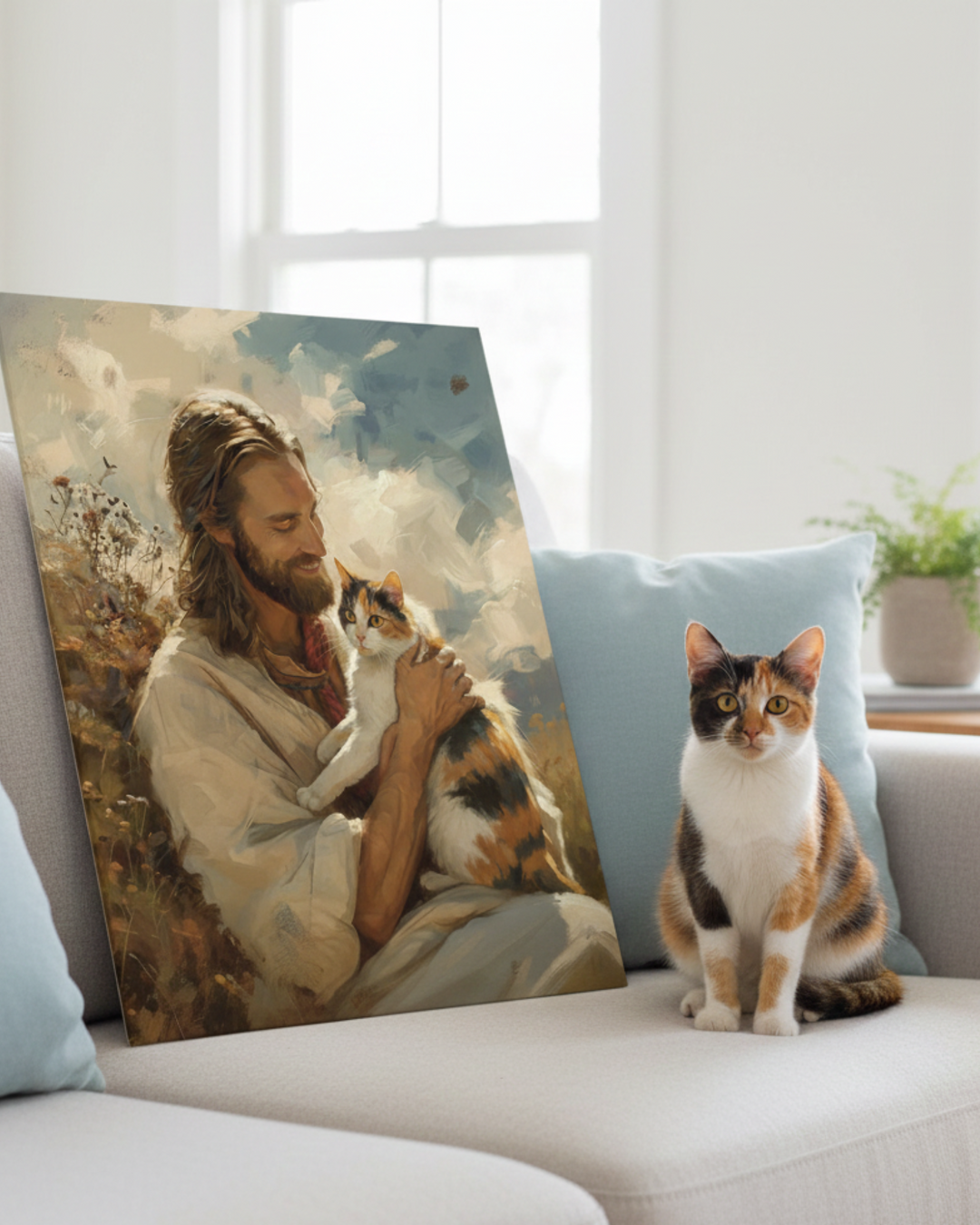 Customizable Cat Christian Art Painting Print