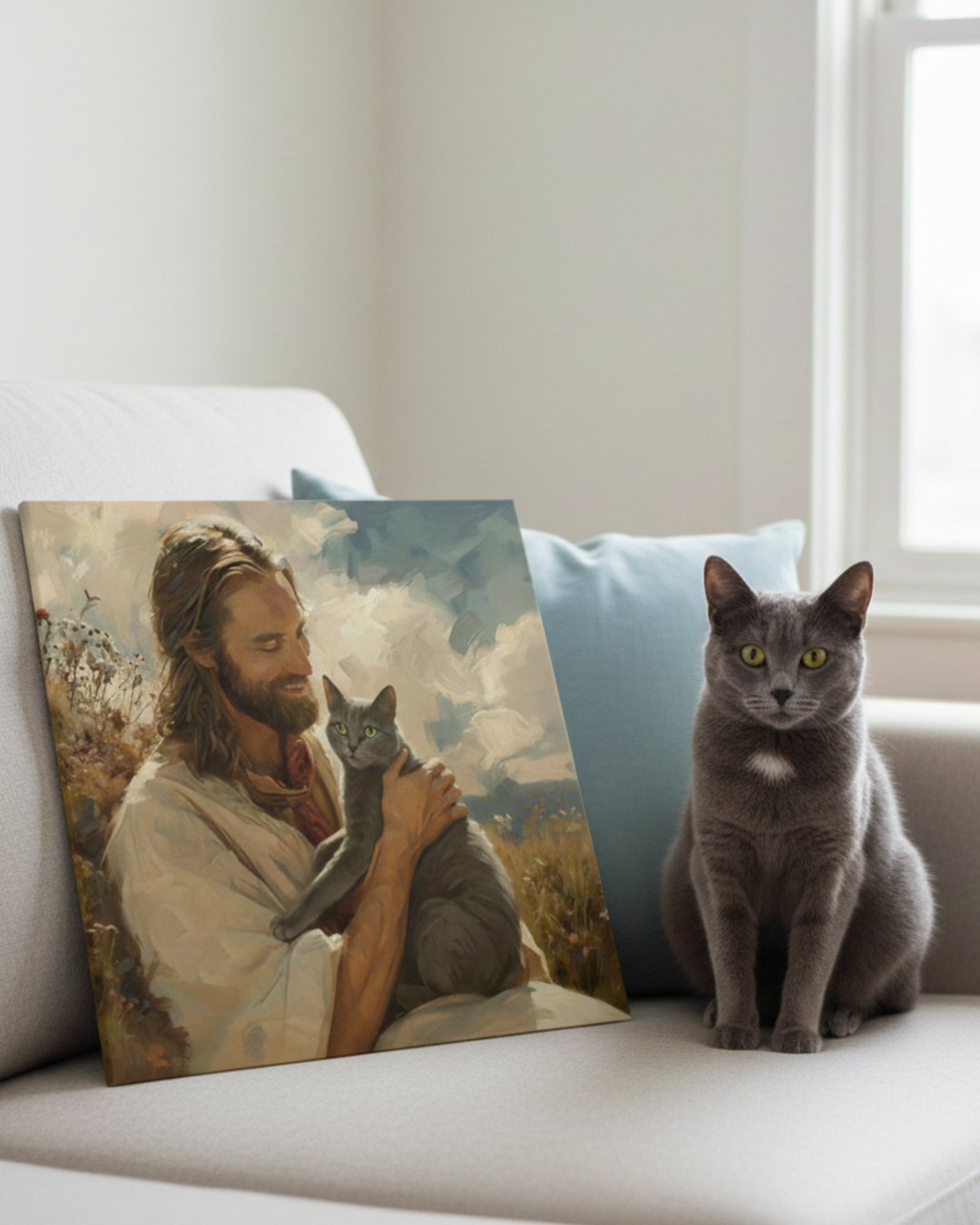 Customizable Cat Christian Art Painting Print