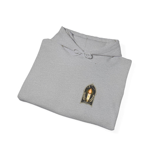 Hoodie — "No Darkness Can Overcome Him" Inspirational Lantern Hoodie