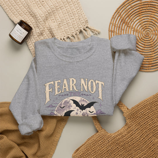 Crewneck Sweatshirt — "Fear Not the Night" Bat & Psalm 91:5 Christian Graphic