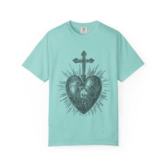 Sacred Heart Cross T-Shirt — Vintage Religious Graphic Tee