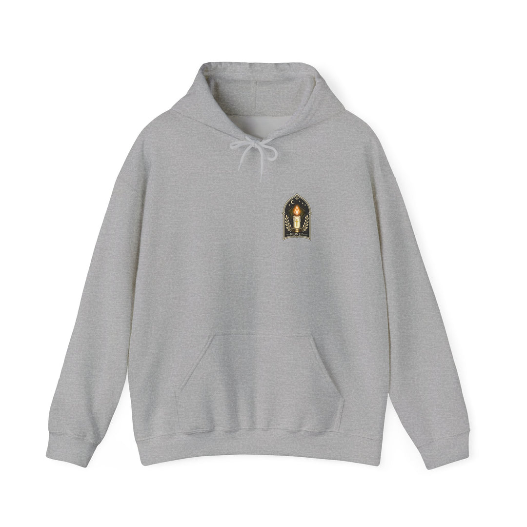 Hoodie — "No Darkness Can Overcome Him" Inspirational Lantern Hoodie