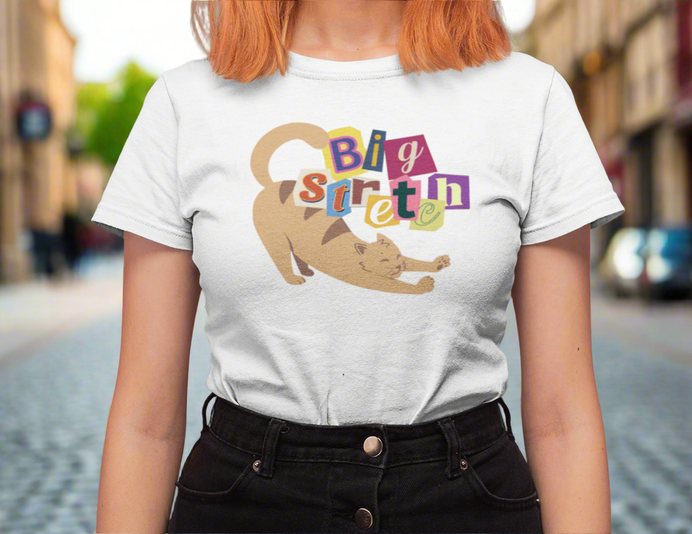 Big Stretch Cat Graphic T-shirt White