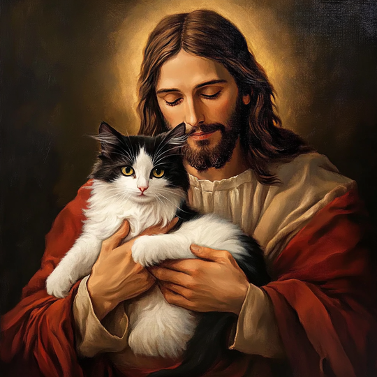 Personalized Jesus with Dog/Cat Christian Art (Copy)