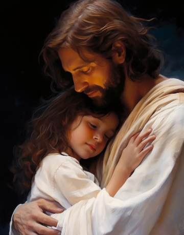 Jesus with young child Art Print