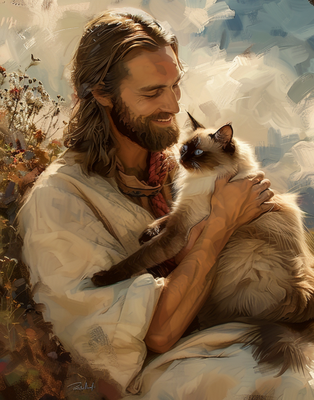 Customizable Cat Christian Art Painting Print