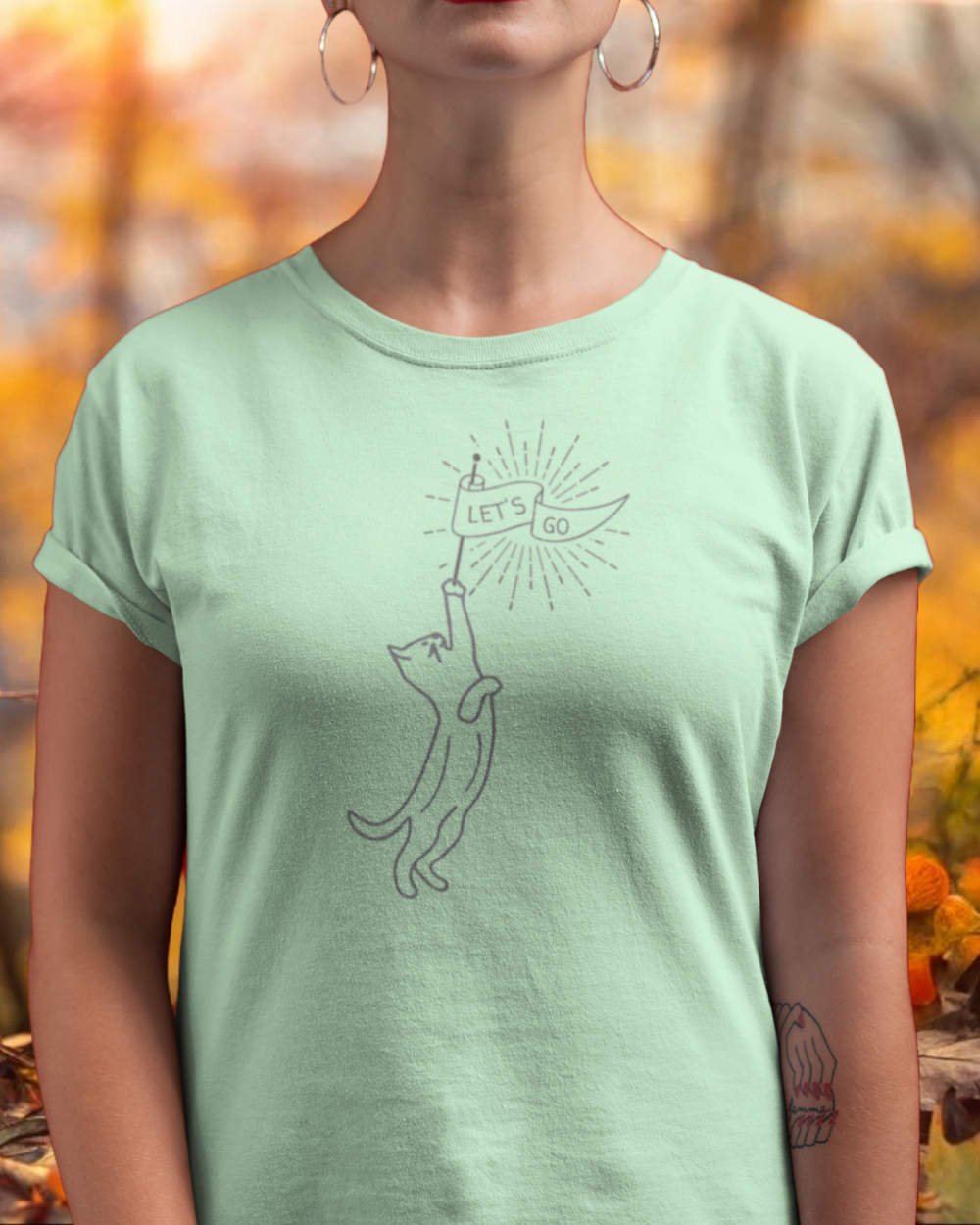Let's Go - Enthusiastic Cat - Graphic t-shirt