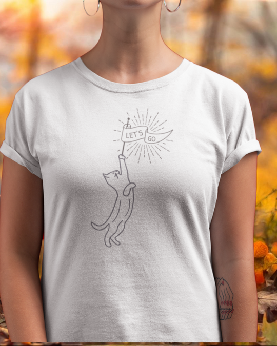 Let's Go - Enthusiastic Cat - Graphic t-shirt