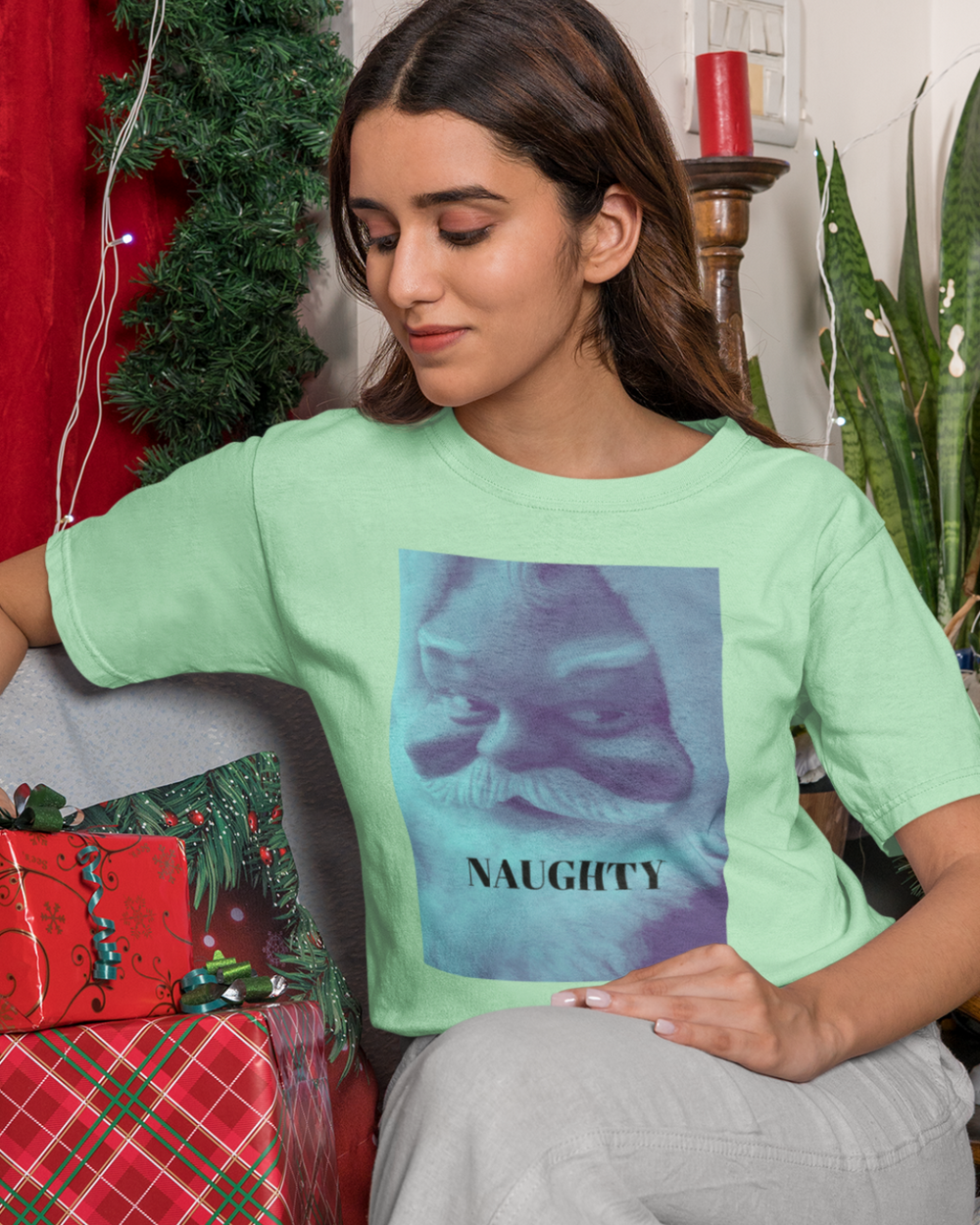 Naughty Santa Claus Christmas Graphic Tee