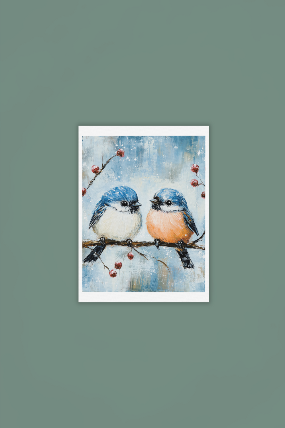 Snow Birds Winter Art Print 8" x 10"