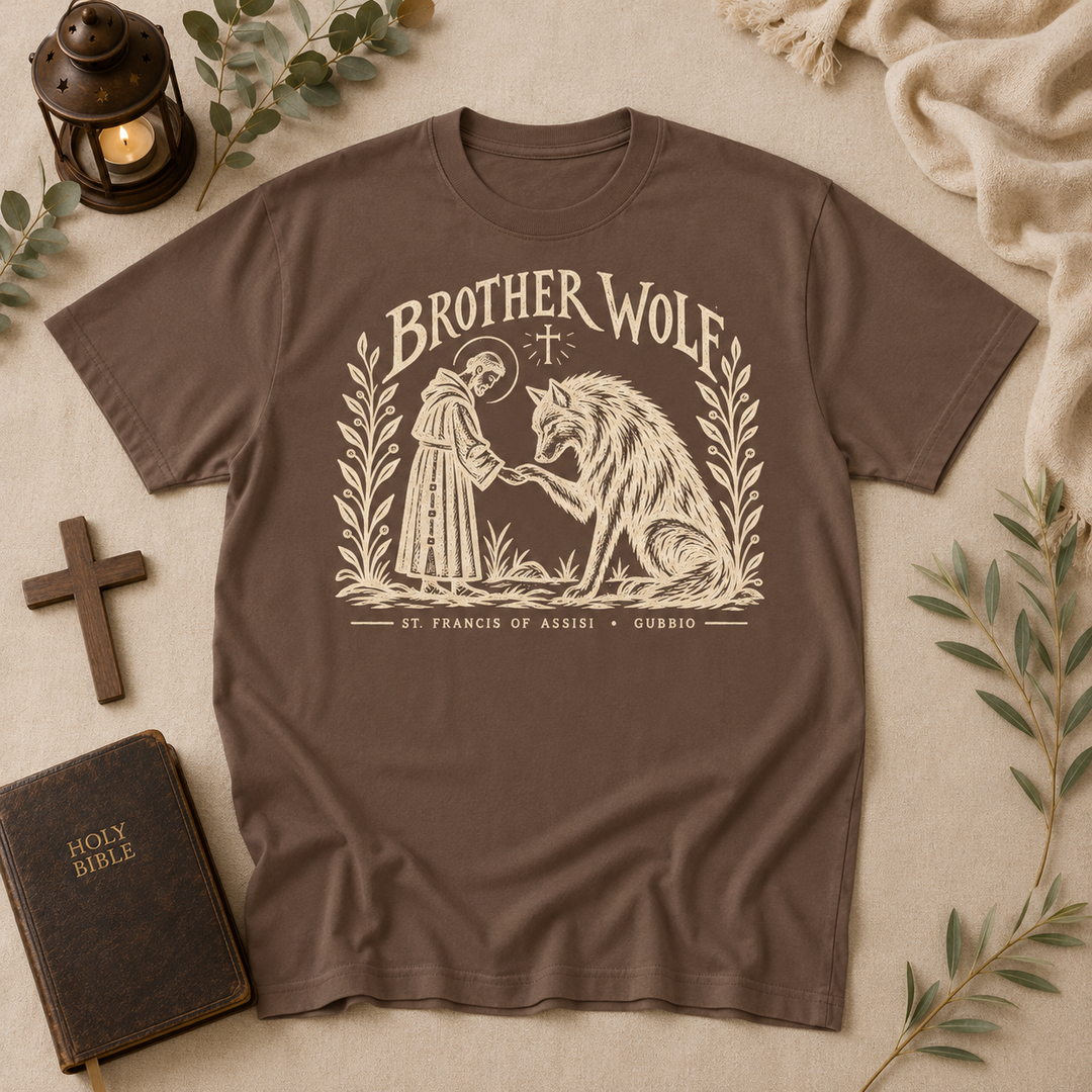 St Francis Brother Wolf Tee In Espresso #color_espresso