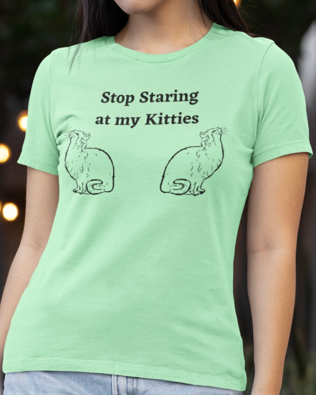 Stop Staring at my Kitties Cat Graphic Tee