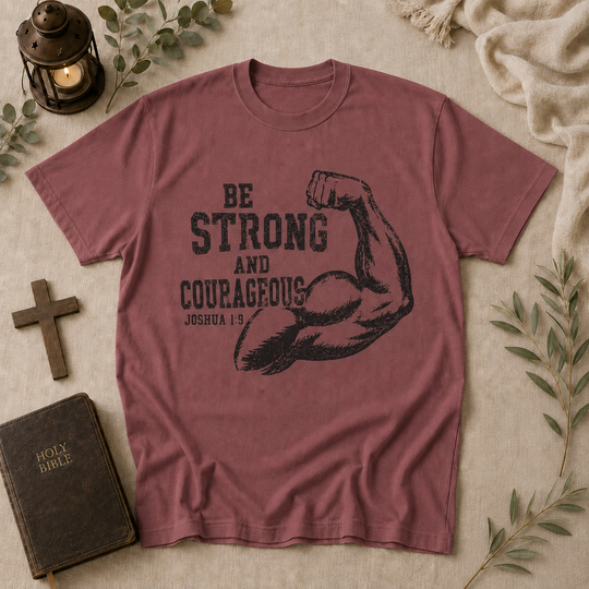 Be Strong And Courageous Tee In Brick #color_brick
