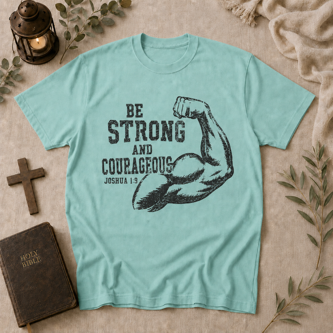 Be Strong And Courageous Tee In Chalky Mint #color_chalky-mint