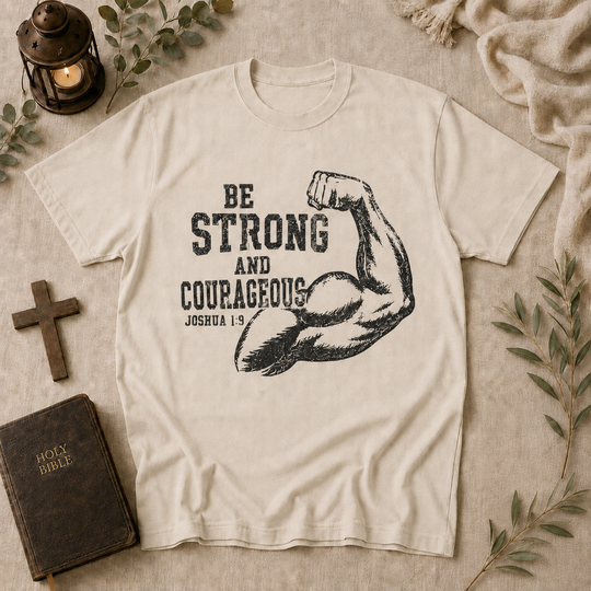 Be Strong And Courageous Tee In Ivory #color_ivory