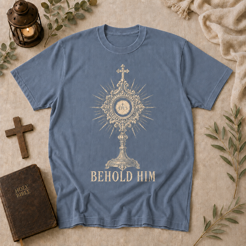 Behold Him Tee In Blue Jean #color_blue-jean