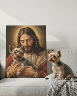 Personalized Jesus with Dog/Cat Christian Art (Copy)