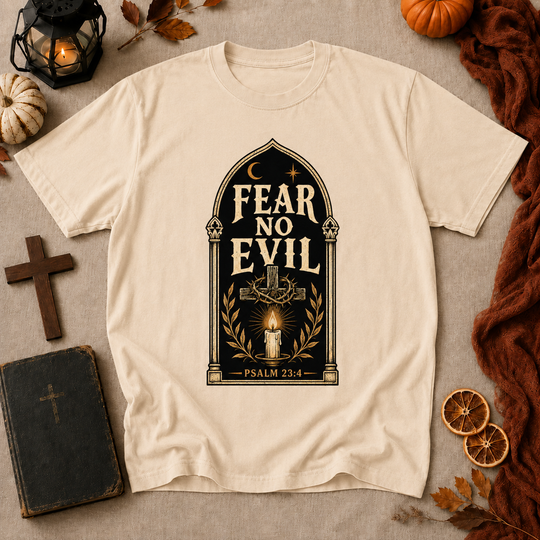 Fear No Evil T-Shirt — Psalm 23:4 Inspirational Faith Tee