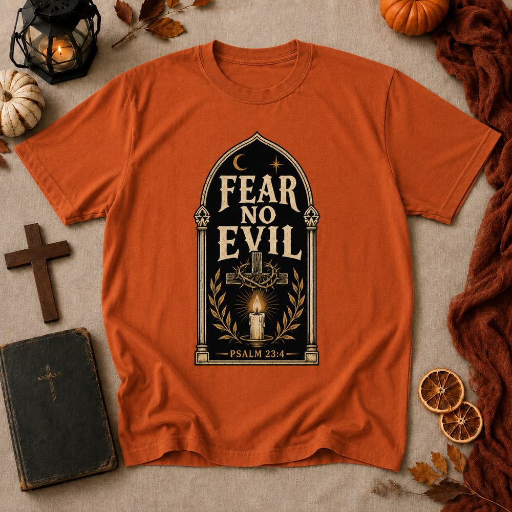 Fear No Evil T-Shirt — Psalm 23:4 Inspirational Faith Tee