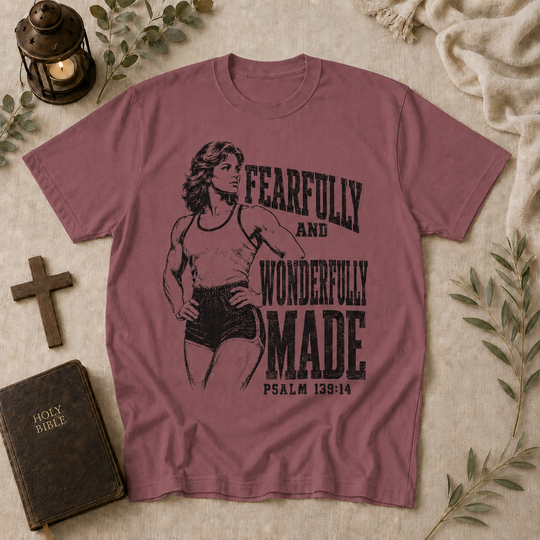 Fearfully And Wonderfully Made Tee In Brick #color_brick