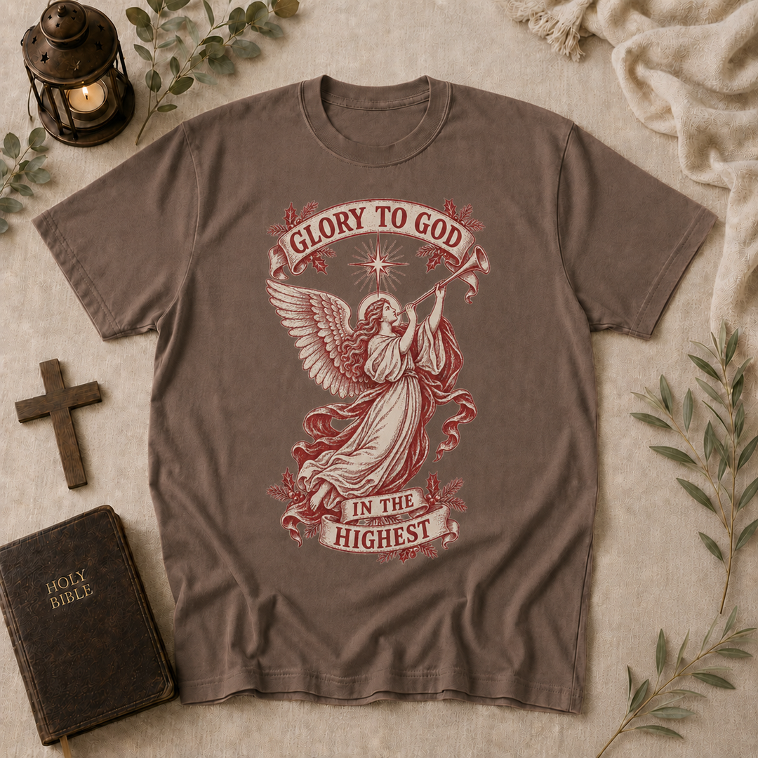 Glory To God Vintage Herald Angel Christmas T-Shirt