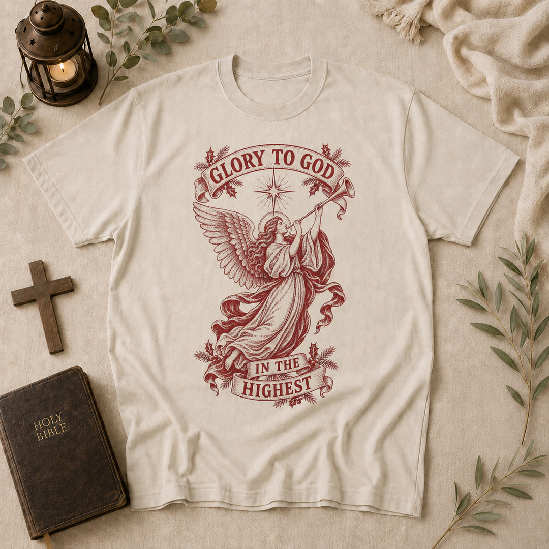 Glory To God Vintage Herald Angel Christmas T-Shirt