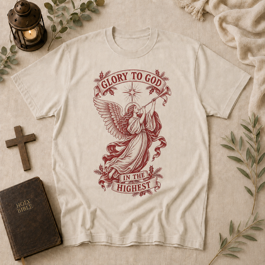 Glory To God Vintage Herald Angel Christmas T-Shirt