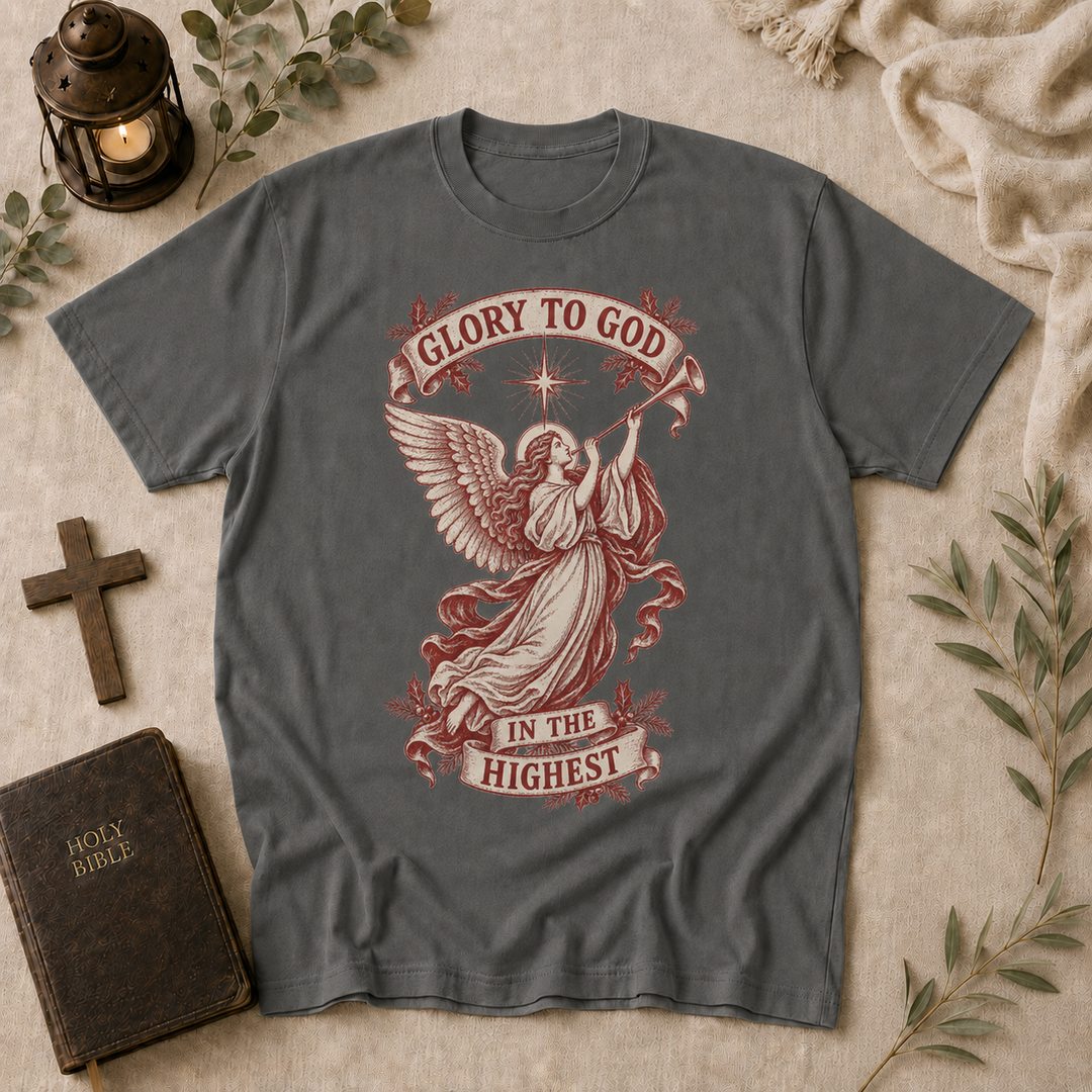 Glory To God Vintage Herald Angel Christmas T-Shirt