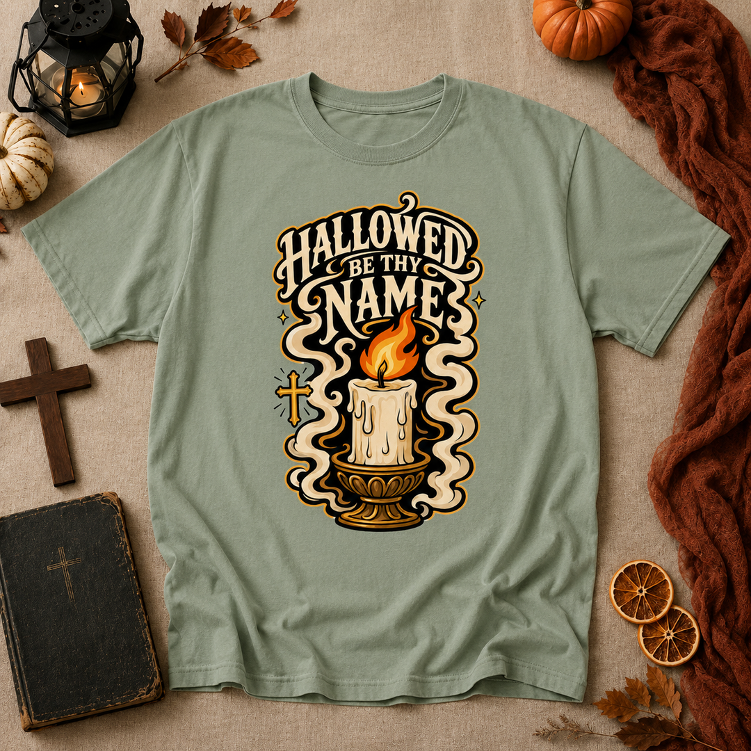 Hallowed Be Thy Name Candle T-Shirt