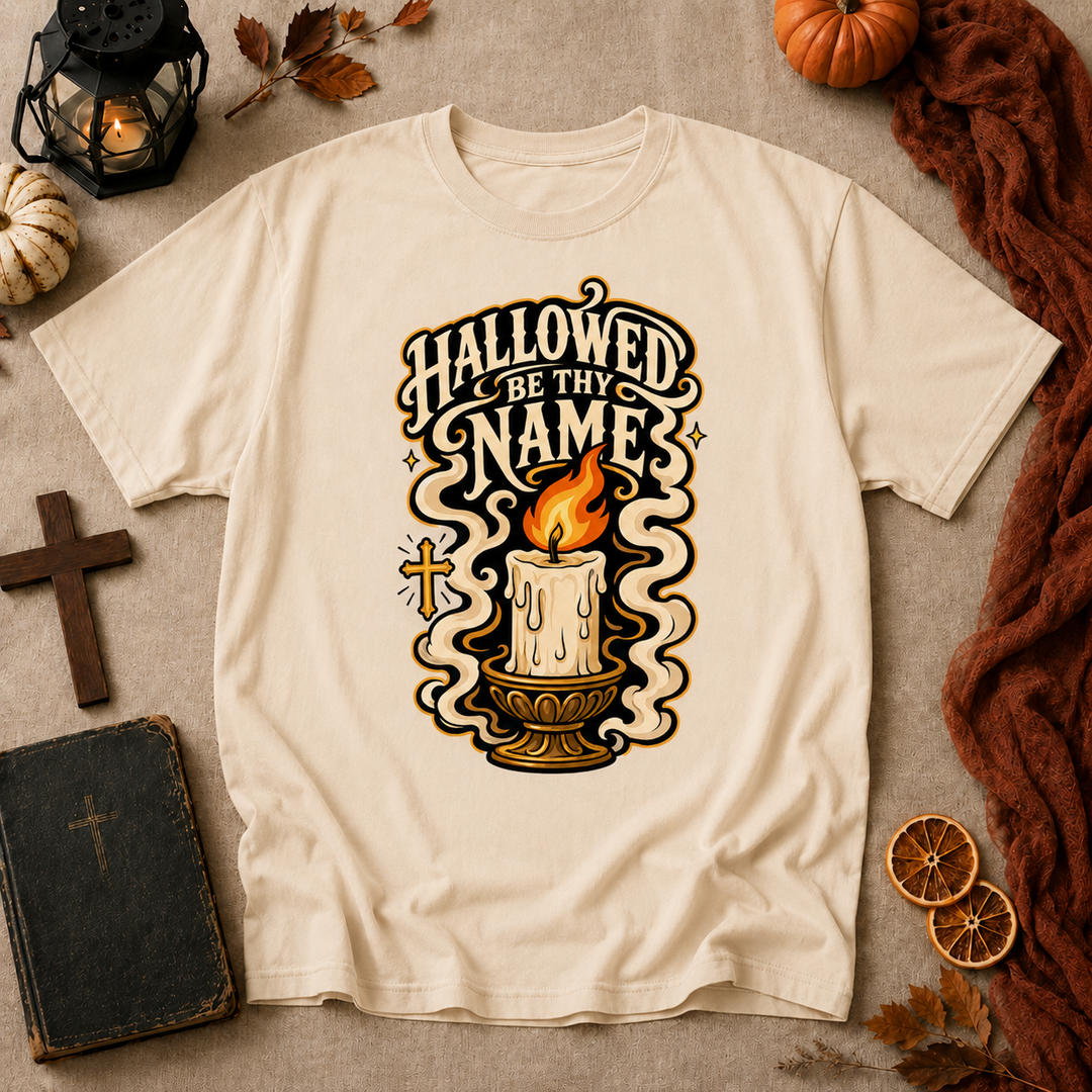 Hallowed Be Thy Name Candle T-Shirt