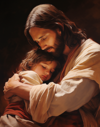 Jesus with young boy Art Print