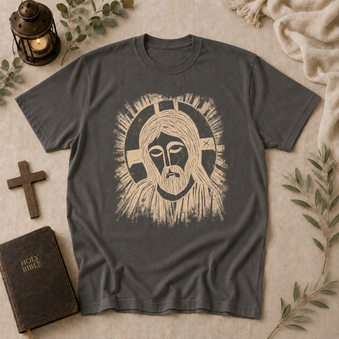 Jesus Woodcut Tee in Pepper #color_pepper