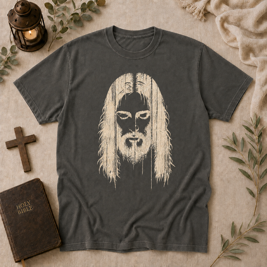 Woodcut Jesus tee in pepper #color_pepper
