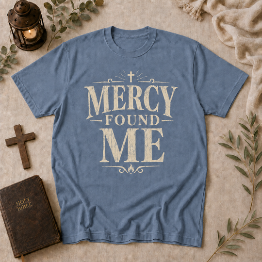 Mercy Found Me Tee In Blue Jean #color_blue-jean