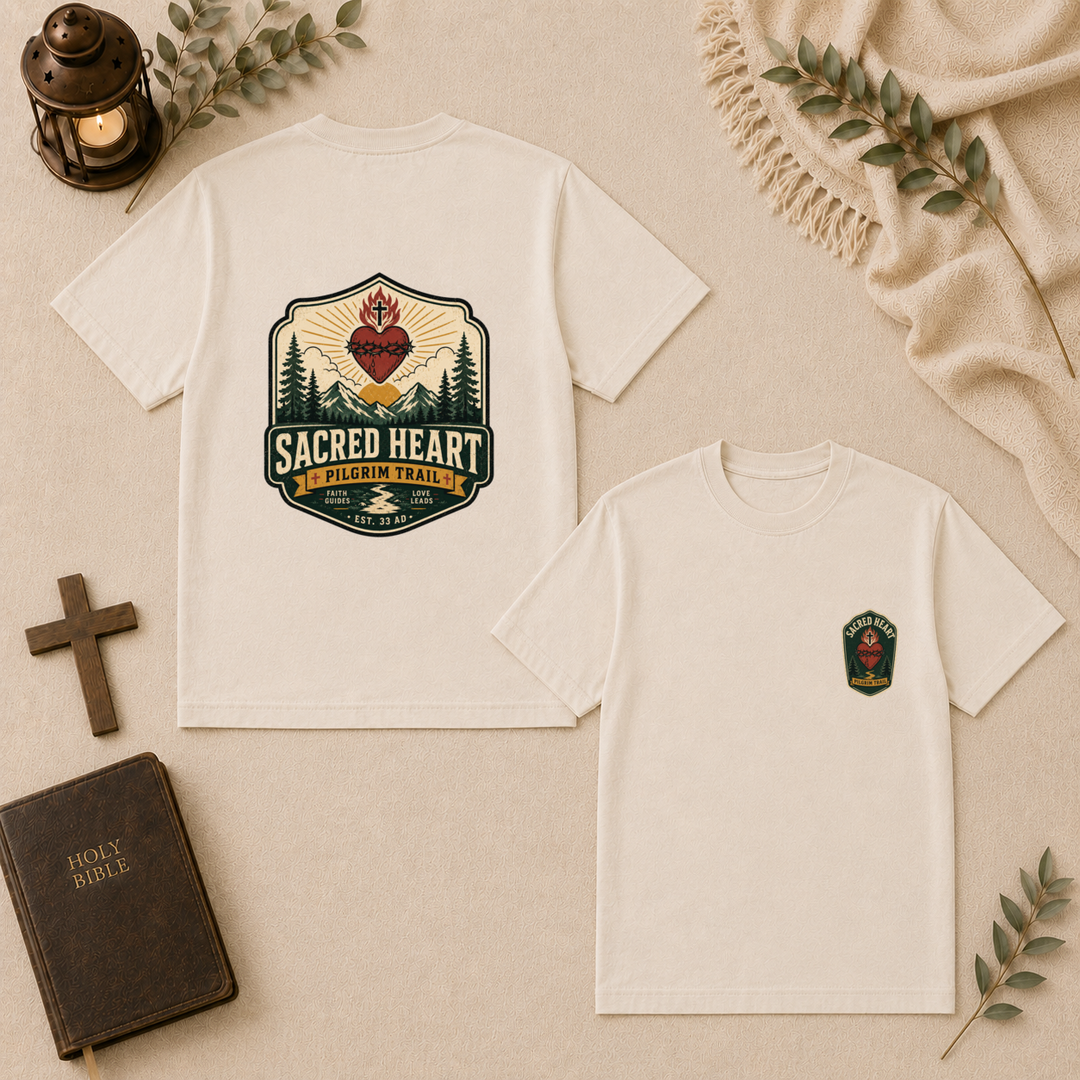 Sacred Heart Pilgrim Trail Tee In Ivory #color_ivory