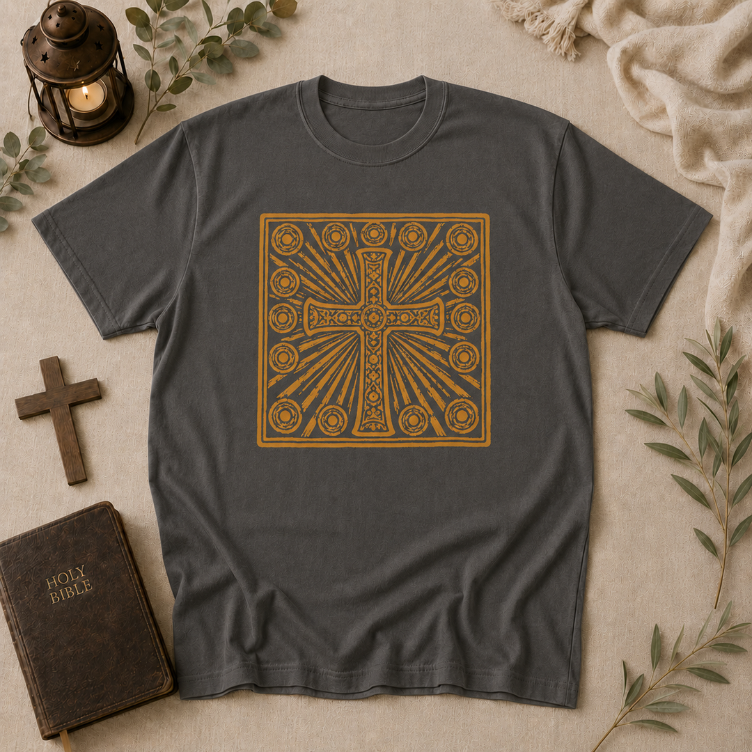 Ornate Cross Tee In Pepper #color_pepper