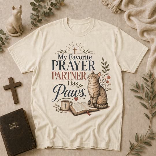 Prayer Partner Paws Cat Tee In Ivory #color_ivory