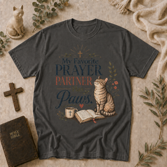 Prayer Partner Paws Cat Tee In Pepper #color_pepper